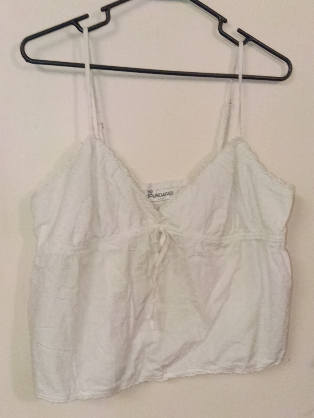 No Boundaries Women's White Eyelet Cotton Cami Top -size XL